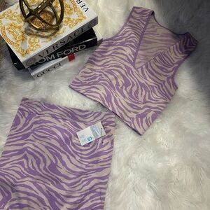 Purple Zebra Print Top and Skirt Set